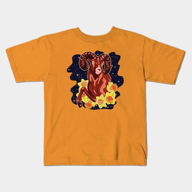 Cosmic Aries Kids T-Shirt by KMogenArt